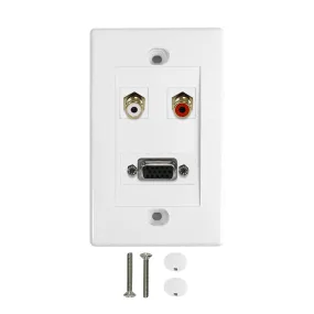 1-Port VGA   Left/Right Audio Wall Plate Kit - White
