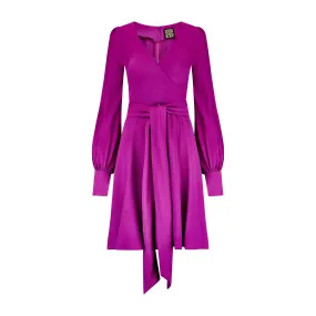 1960s Biba Crepe Fuschia Long Sleeve Dress