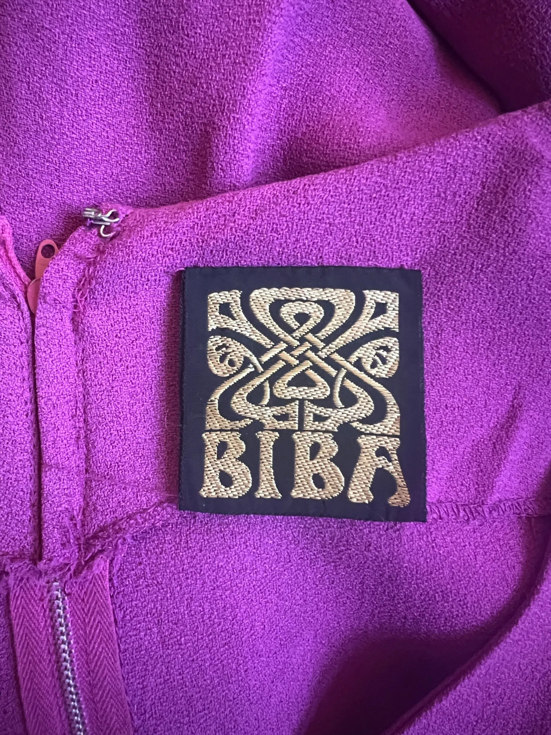 1960s Biba Crepe Fuschia Long Sleeve Dress