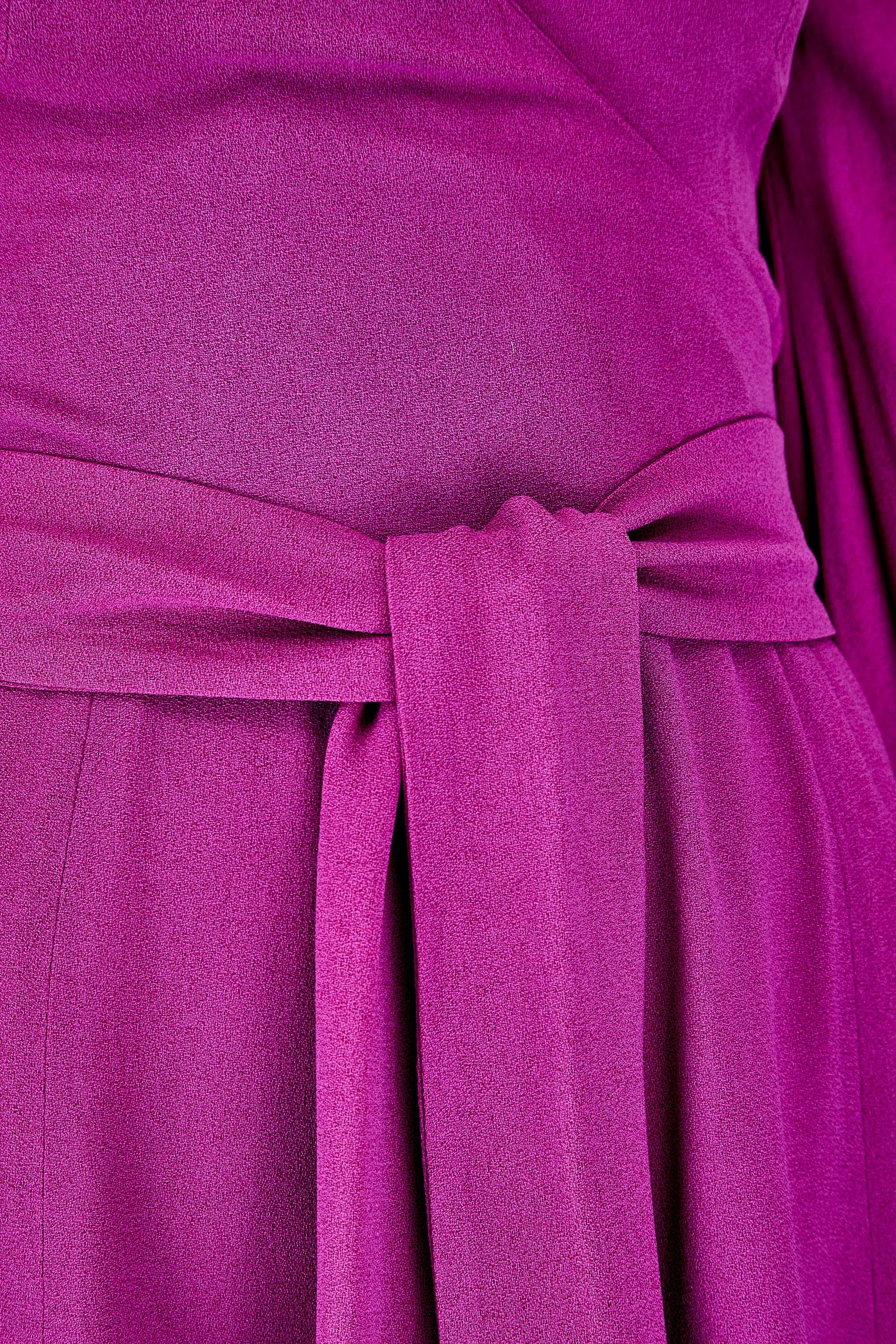 1960s Biba Crepe Fuschia Long Sleeve Dress