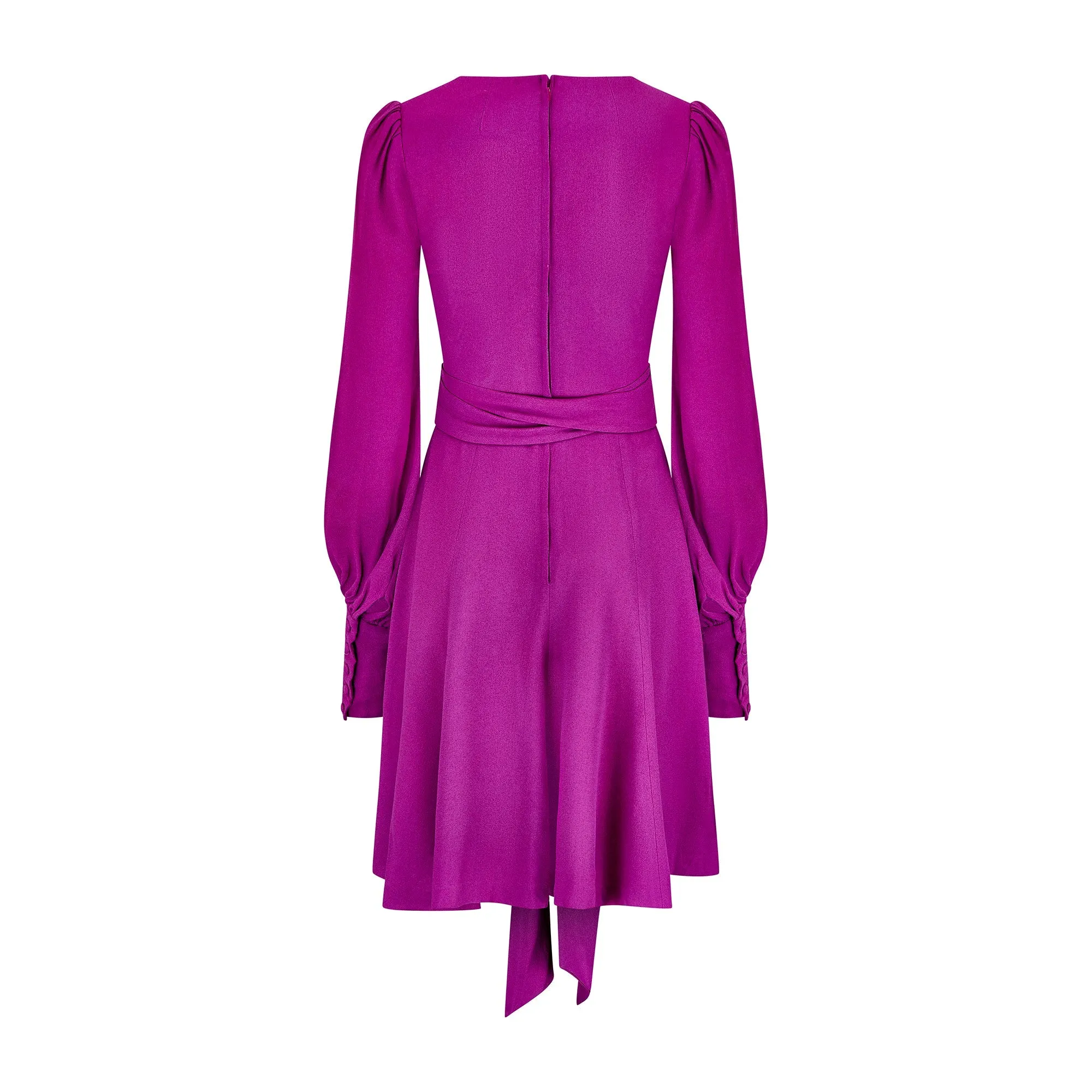 1960s Biba Crepe Fuschia Long Sleeve Dress