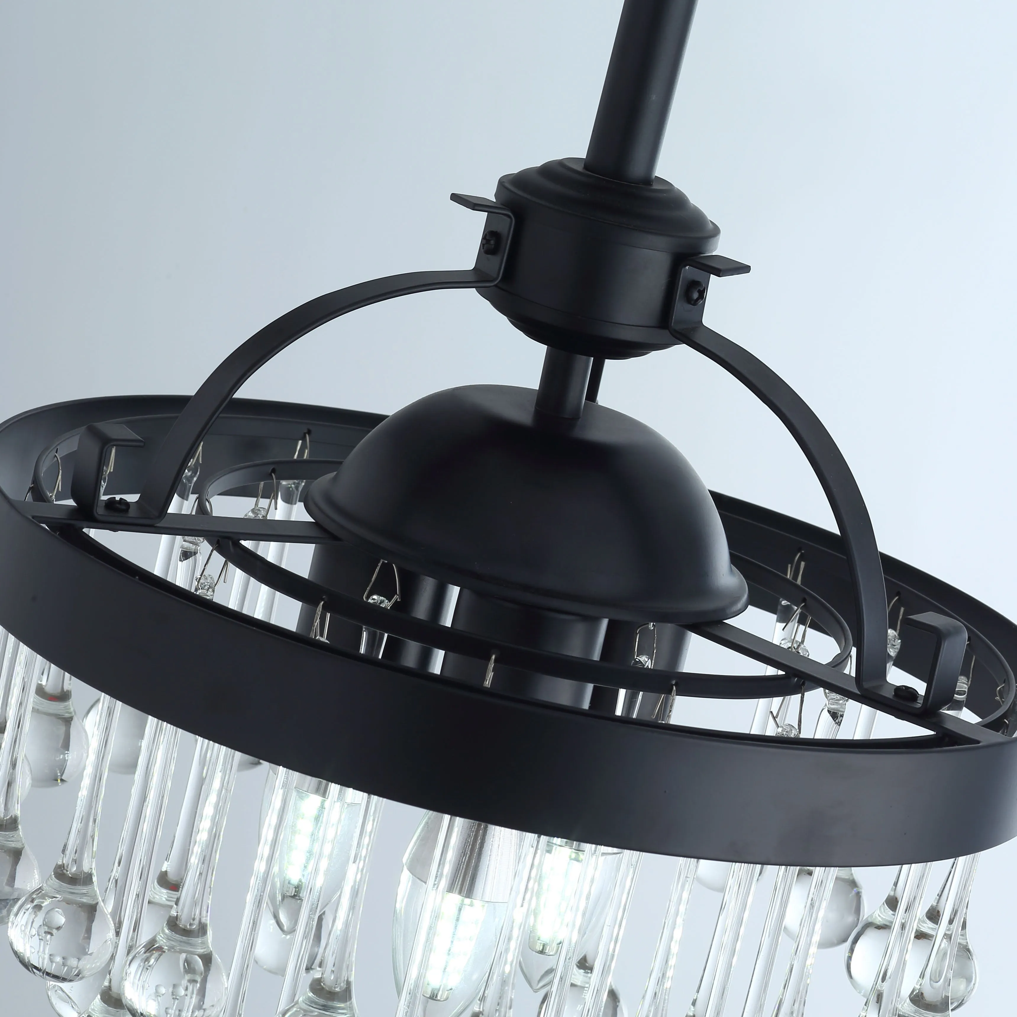 3-Lights Crystal Droplet Shape Semi-Flush Mount Lighting
