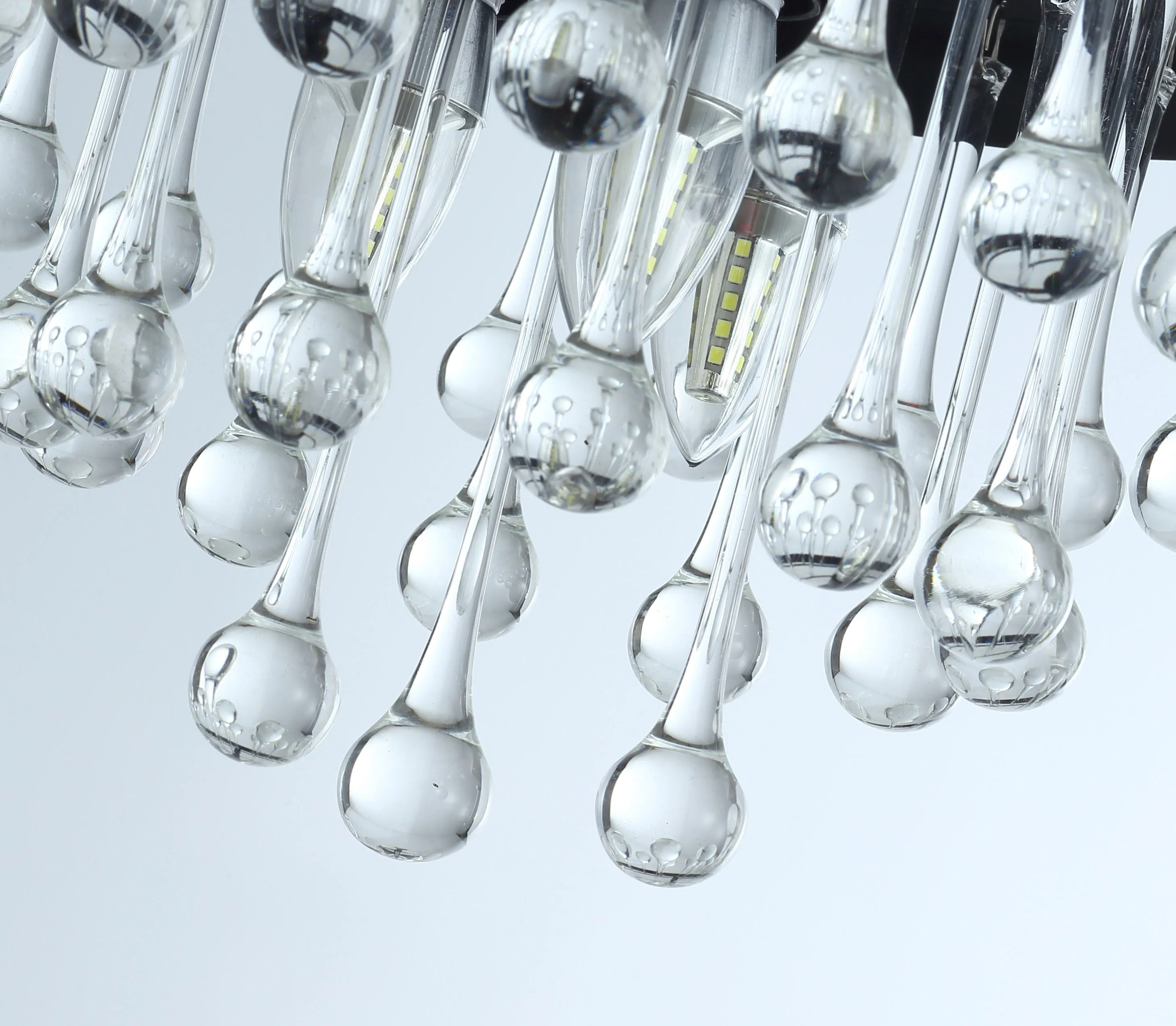 3-Lights Crystal Droplet Shape Semi-Flush Mount Lighting