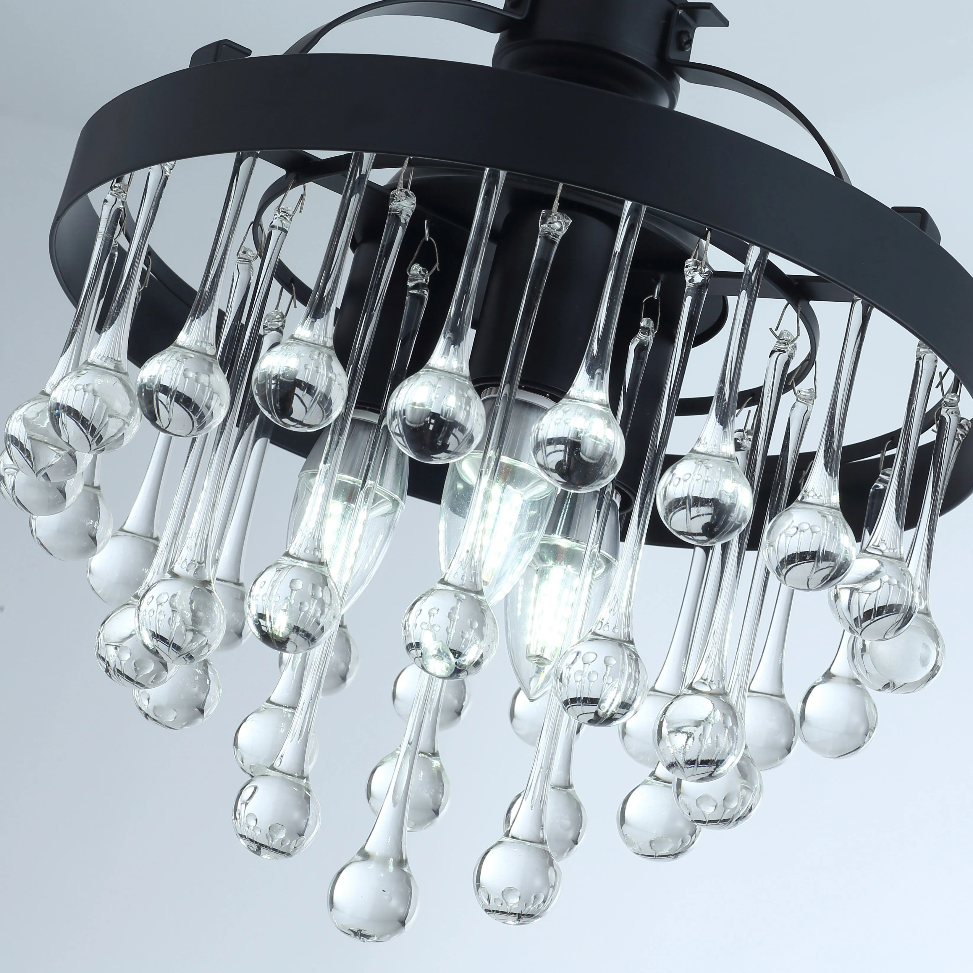 3-Lights Crystal Droplet Shape Semi-Flush Mount Lighting