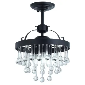 3-Lights Crystal Droplet Shape Semi-Flush Mount Lighting