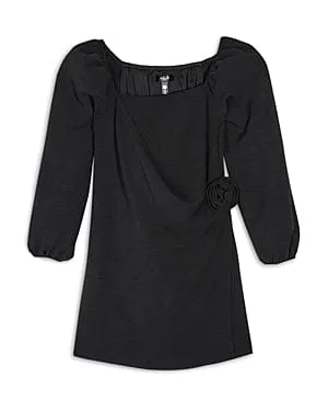 AQUA - KIDS -  Rosette Faux Wrap Dress