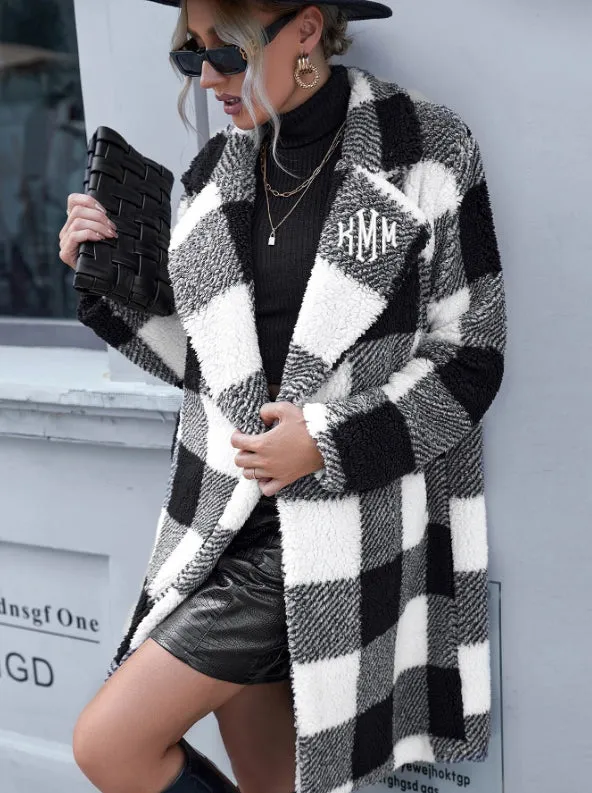 Black And White Buffalo Plaid Monogrammed Jacket