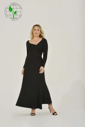 Black Maxi Dress w/ Side Ruching