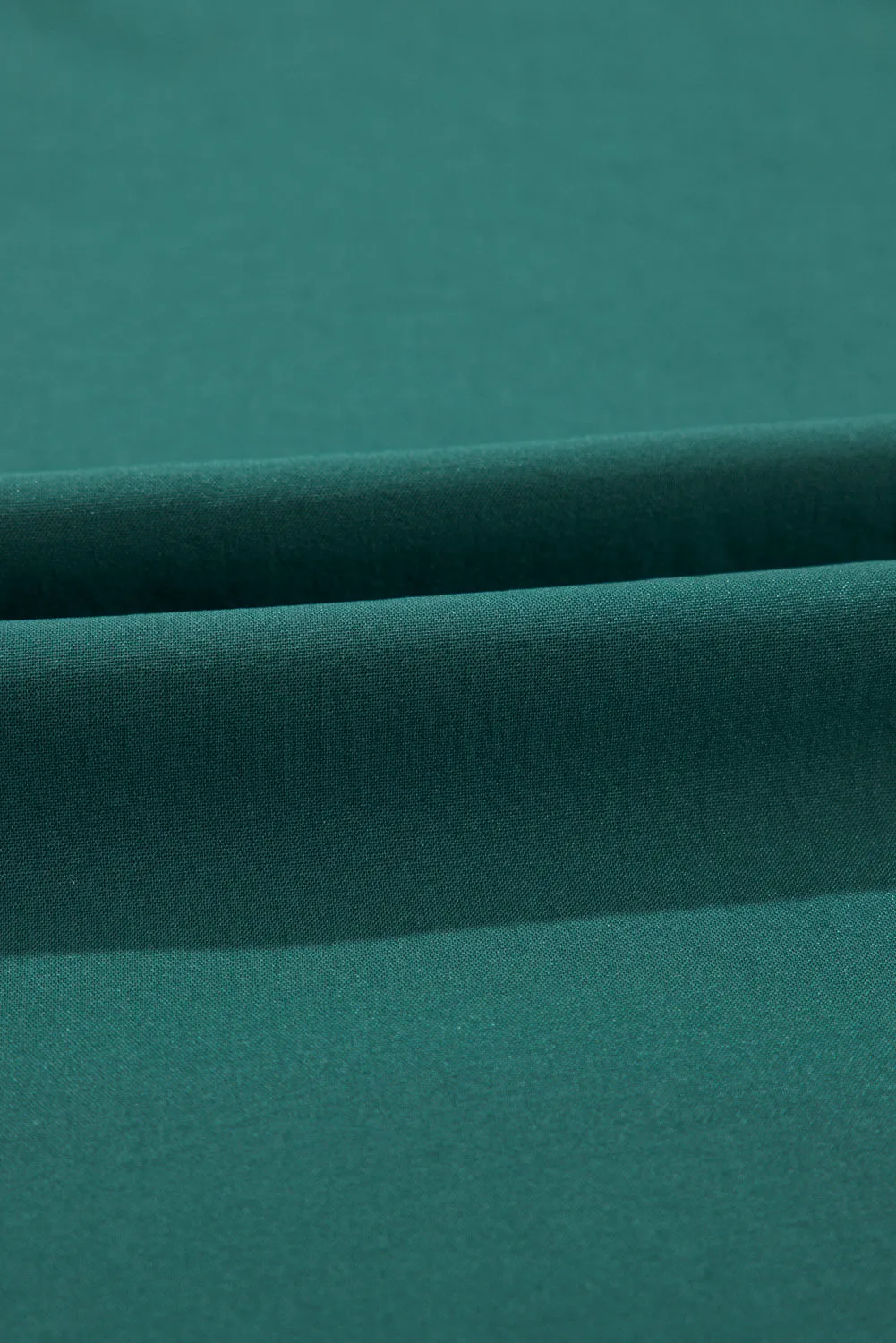 Blackish Green Solid Color V Neck Wrap Pleated Short Sleeve Maxi Dress