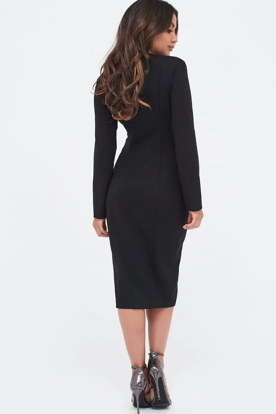 Buttoned Wrap Midi Dress