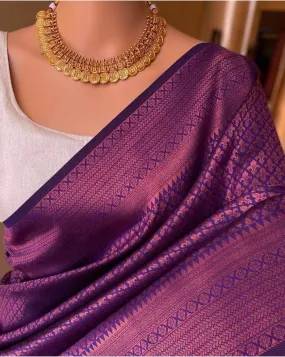 Captivating Purple Soft Silk Saree With Demure Blouse Piece Captivating Purple Soft Silk Saree With Demure Blouse Piece
