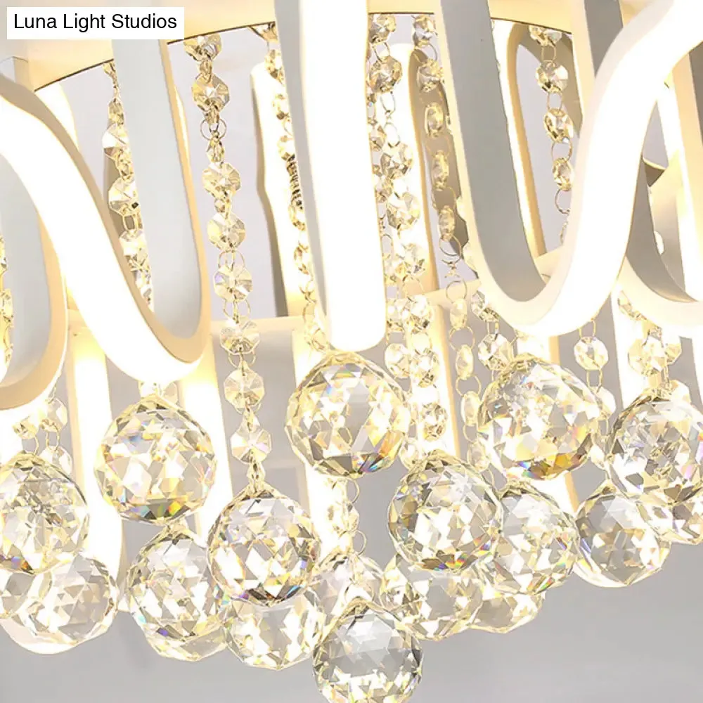 Curved Acrylic Flush Mount LED Ceiling Lamp in White: Simple, Modern Design (27"/31.5" W, Warm/White Light) for Living Room