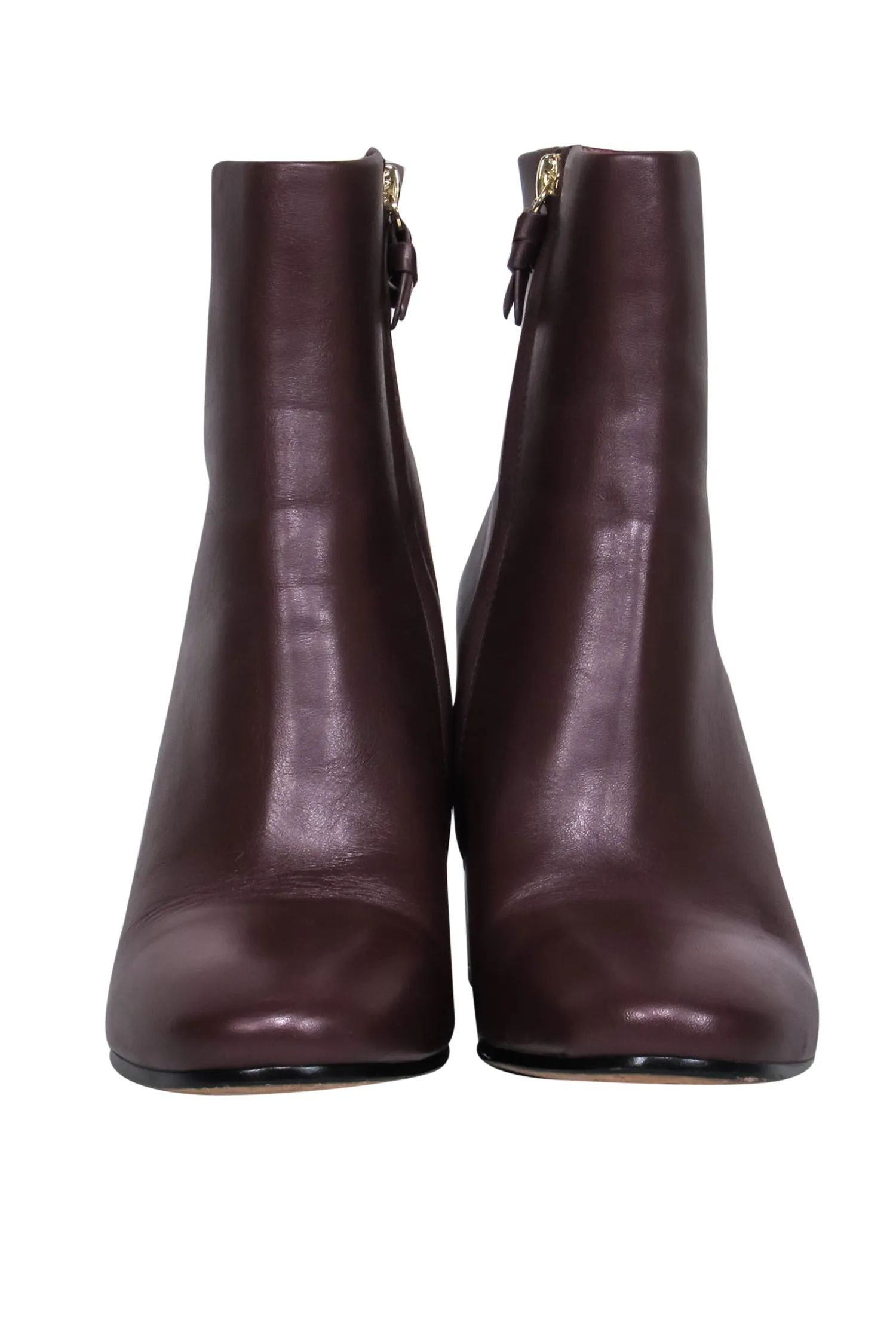 Diane von Furstenberg - Burgundy Almond Toe Block Heel Booties Sz 8.5