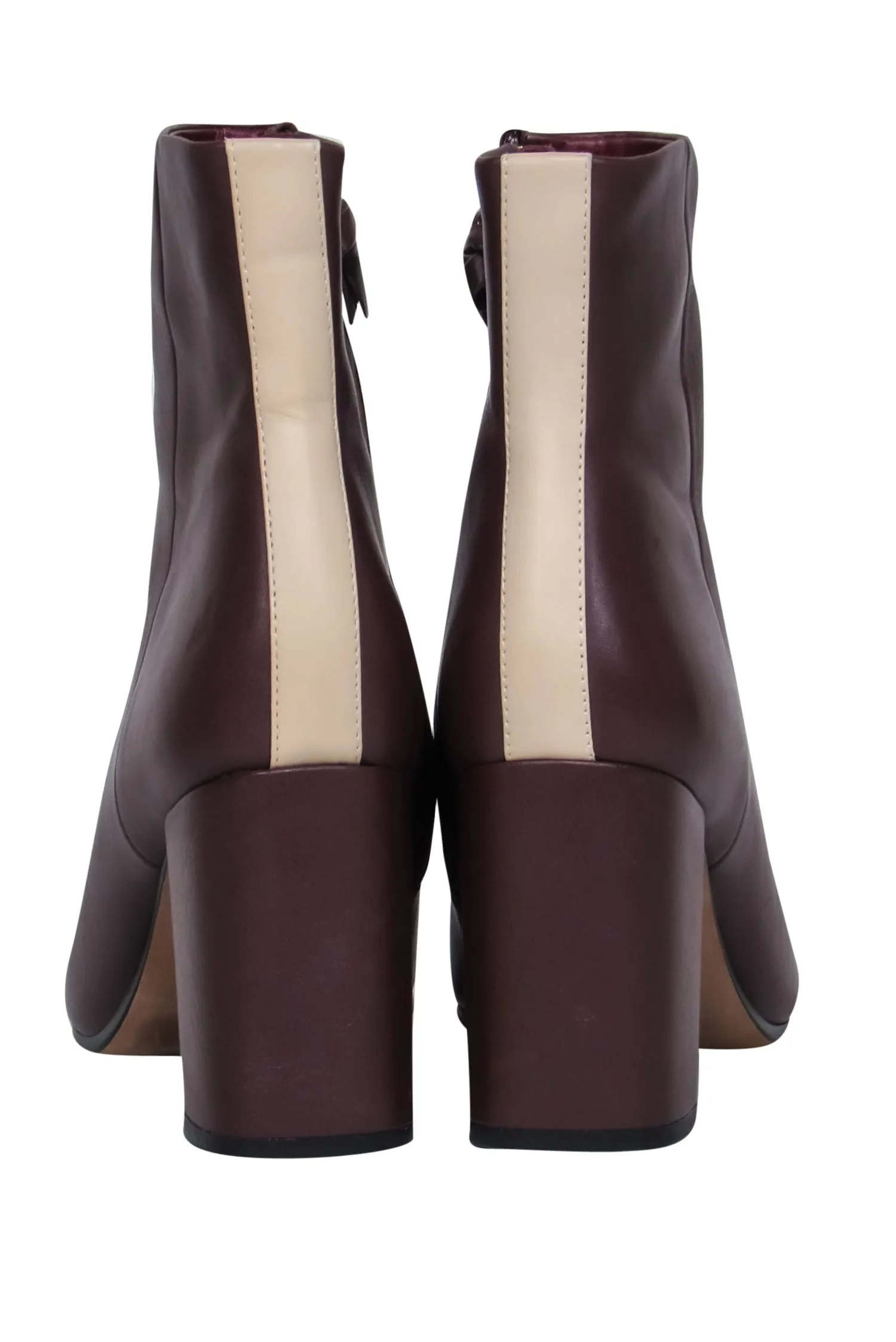 Diane von Furstenberg - Burgundy Almond Toe Block Heel Booties Sz 8.5