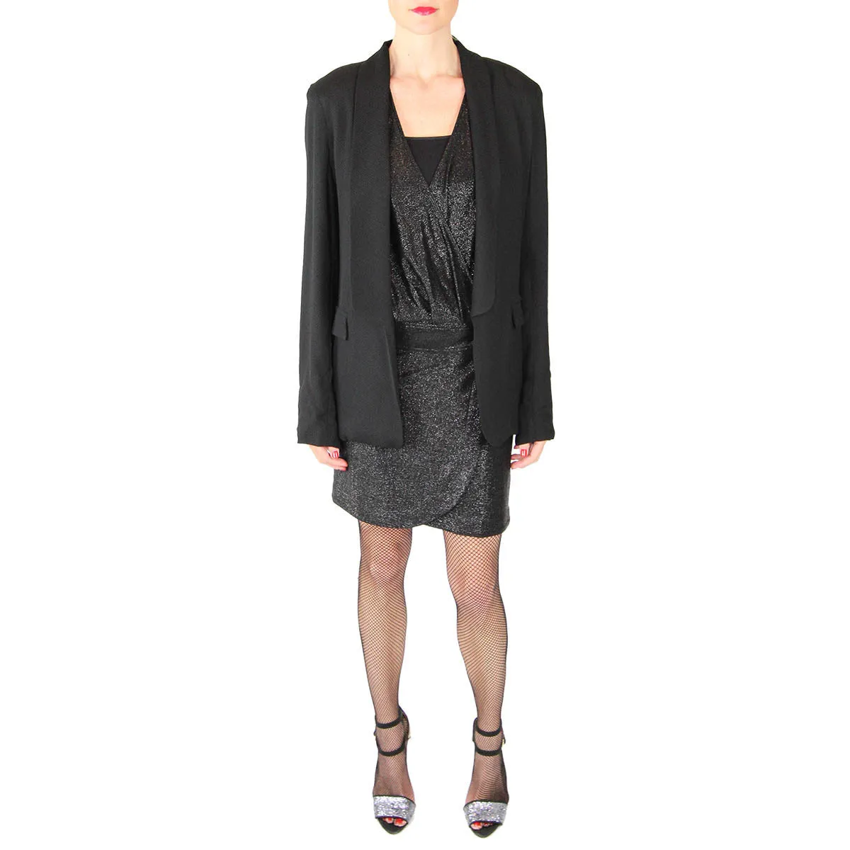 Drape Front Black Cocktail Dress