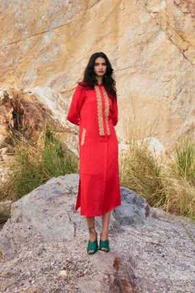 Gota Embroidered Shirt Dress