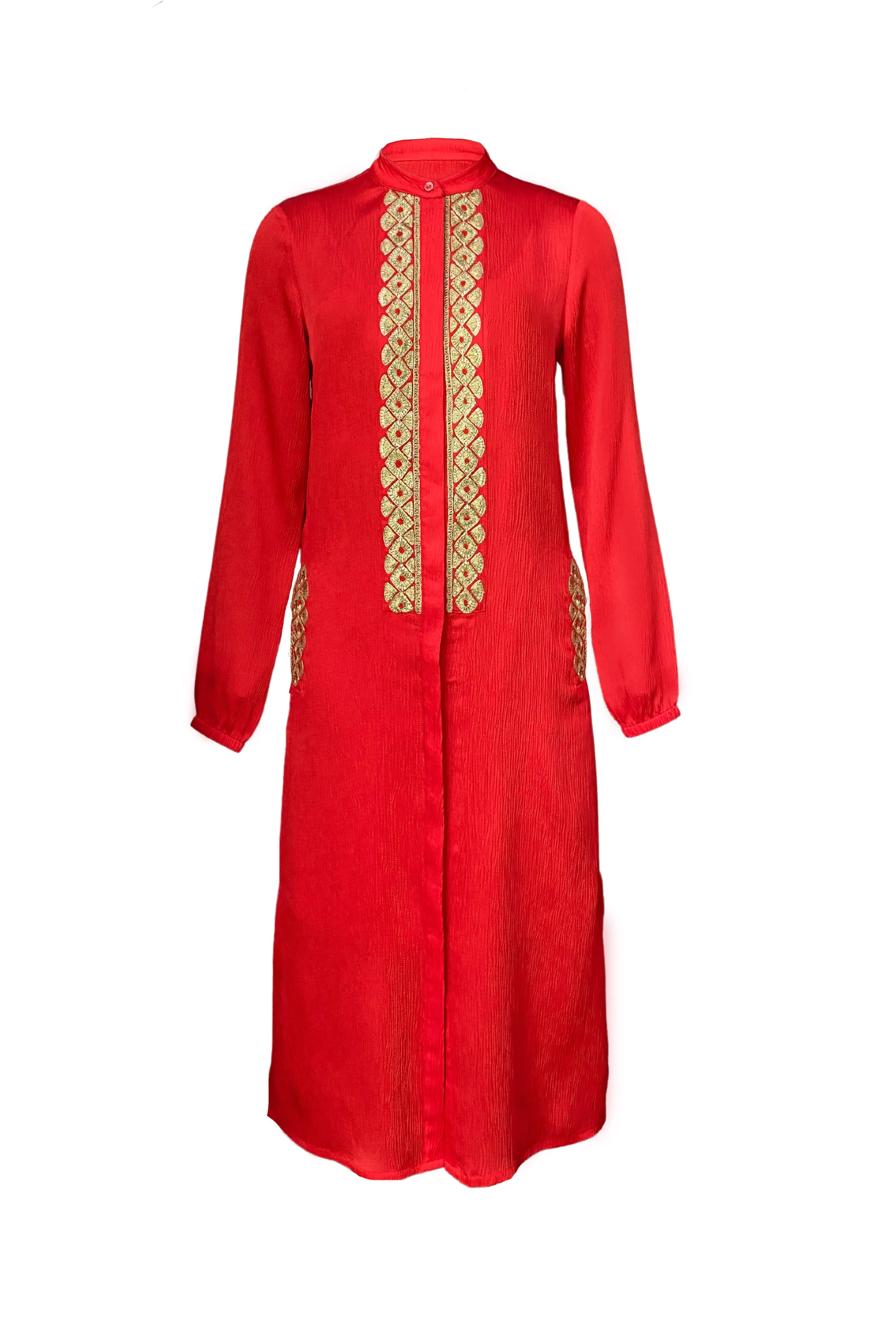 Gota Embroidered Shirt Dress