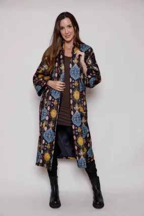 Karissa Print Long Felt Coat