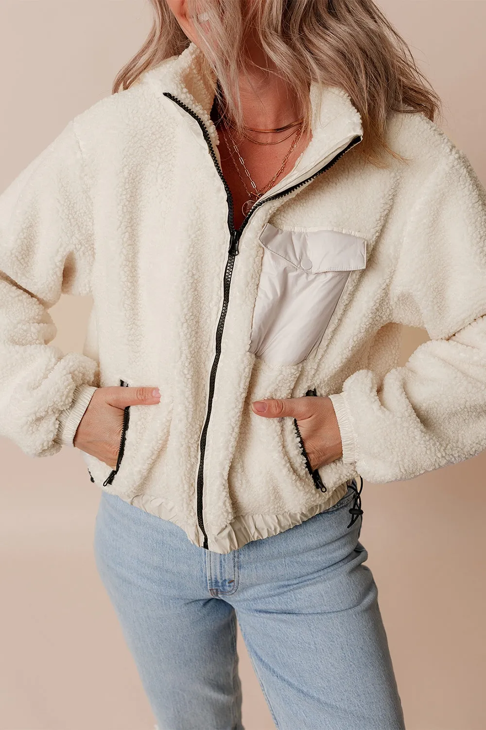 Light Sherpa Jacket with Removable Hood