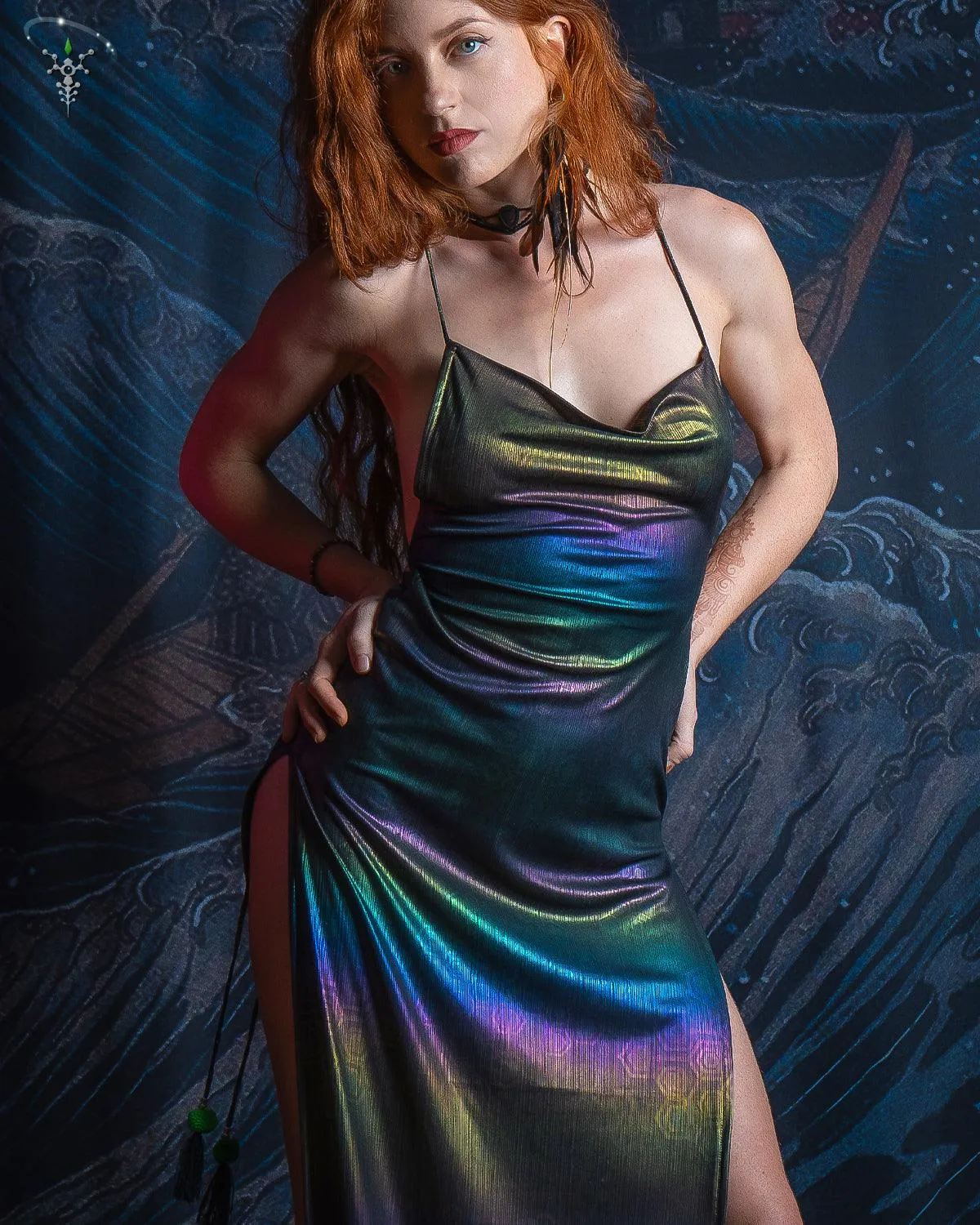 Long Bomb Dress / Holographic Rainbow- MYCELIUM