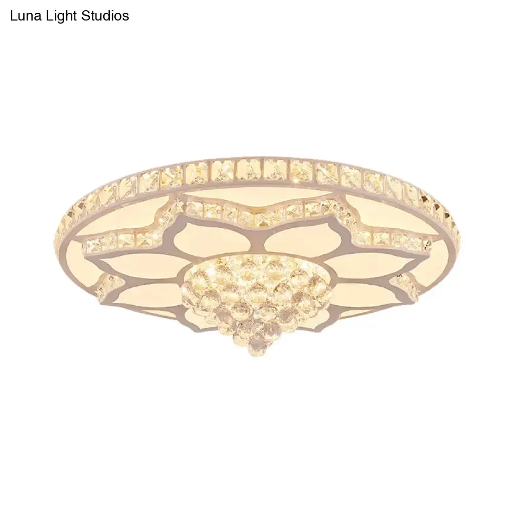 Lotus Crystal LED Flush Mount Ceiling Light - 19.5"/23.5" Wide - Modern Cut Crystals - Warm/White Lighting