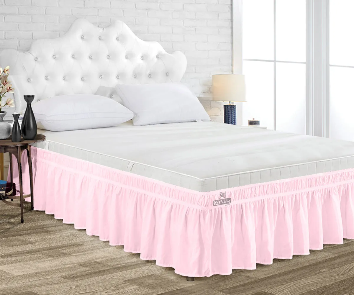 LUXURY PINK WRAP AROUND BED SKIRT