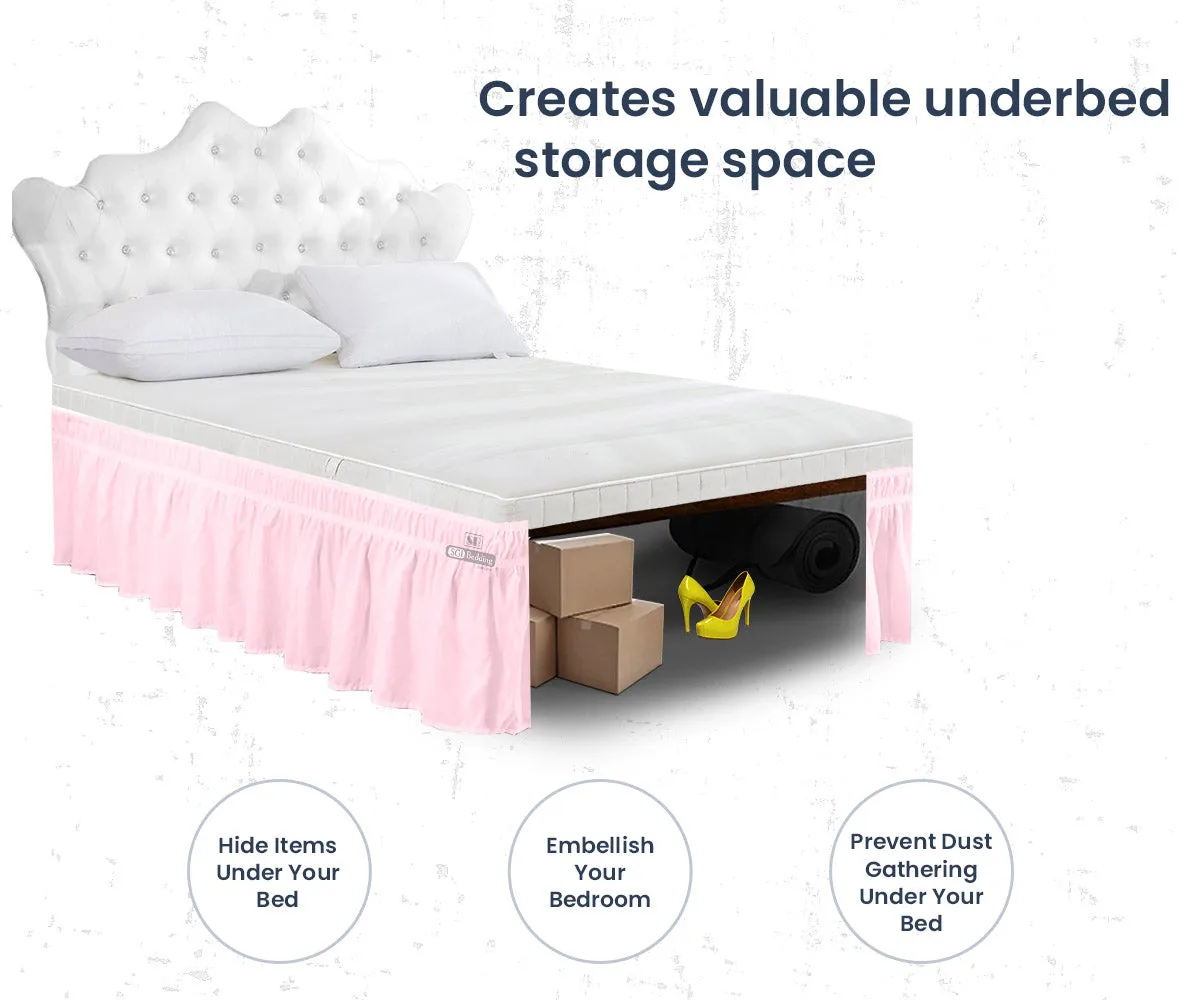 LUXURY PINK WRAP AROUND BED SKIRT