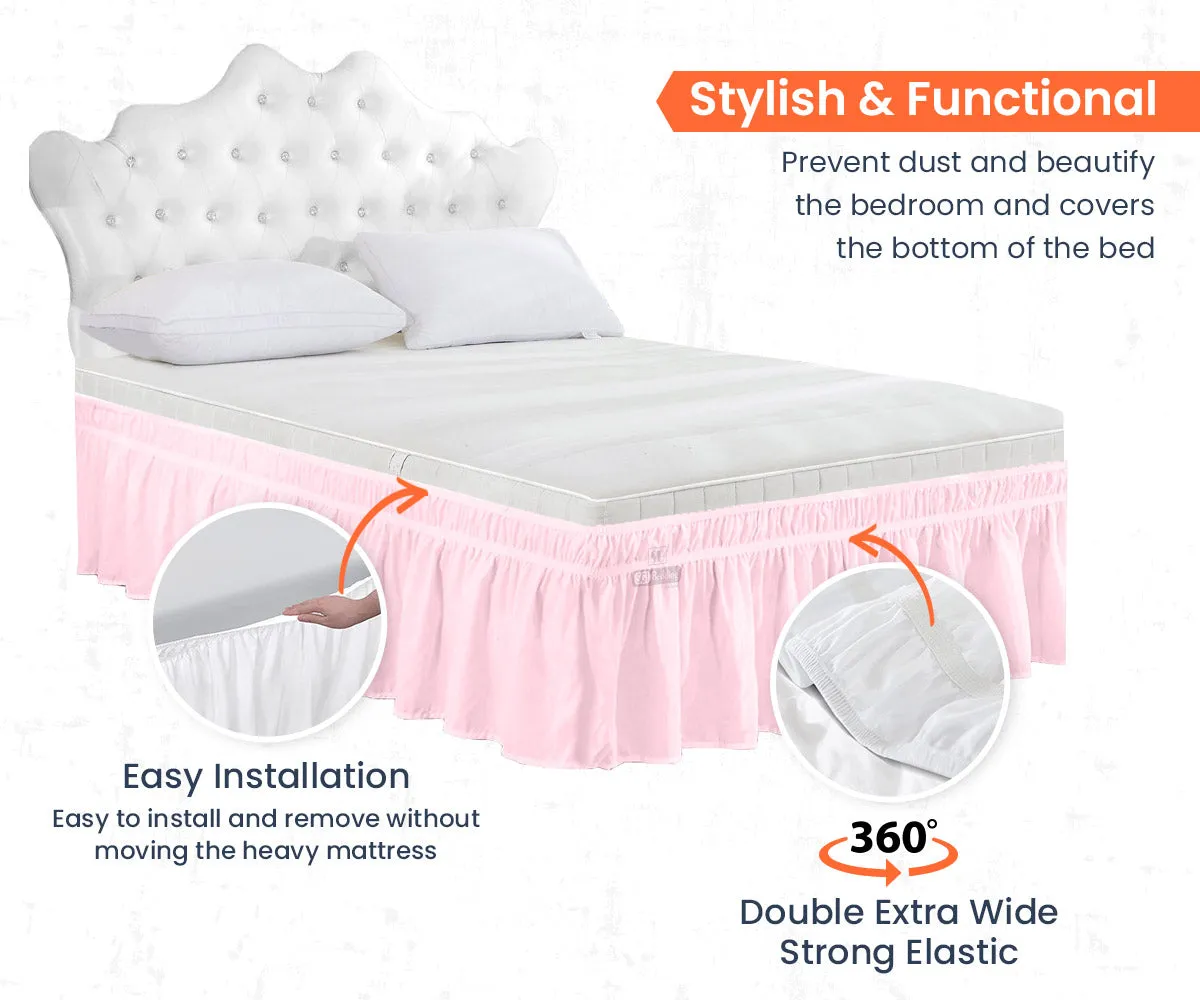LUXURY PINK WRAP AROUND BED SKIRT