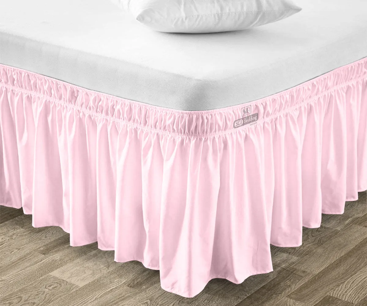 LUXURY PINK WRAP AROUND BED SKIRT