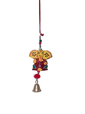 Mausam Arts Decorative Wind Chime Door Hanging Multicolor Ganesha with Bell Wall Hanging for Home, Temple, Event Decoration II Nice Gift Ideal II Balcony Window Decor