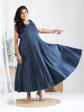 Nandini Ajrakh Work Pure Cotton Striped Dress