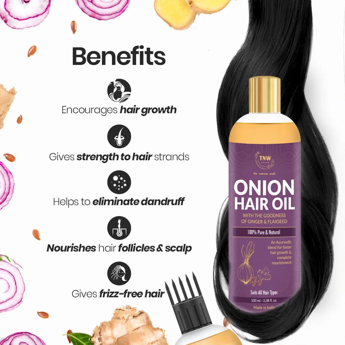 Onion Hair Oil No Mineral Oil & Silicones.