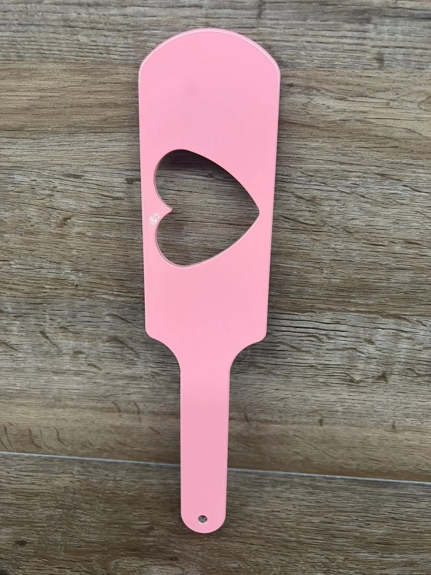 Pink "Love Hurts" Heart Shape Cutout Aluminum Spanking Paddle Pretty in Pink