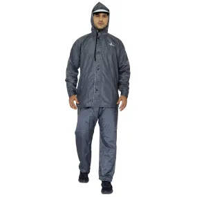 Reversible Waterproof Double Layer Men's Raincoat | High Collars & Adjustable Hood | 2XL | Grey