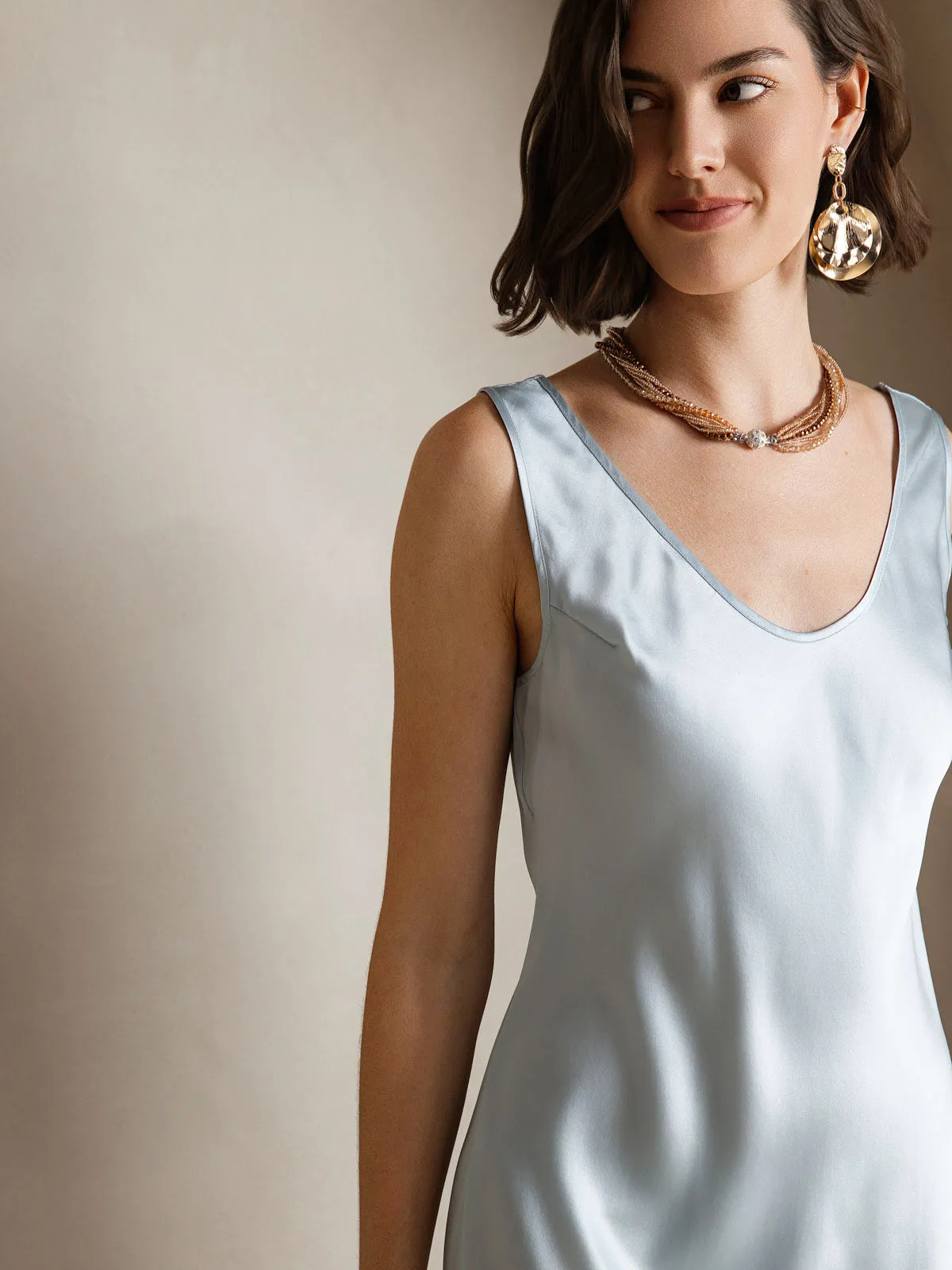 Robe Midi Décontractée en Soie Pure