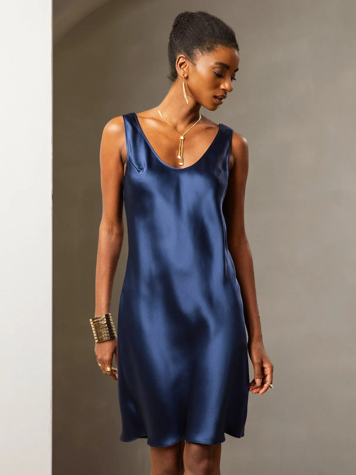 Robe Midi Décontractée en Soie Pure