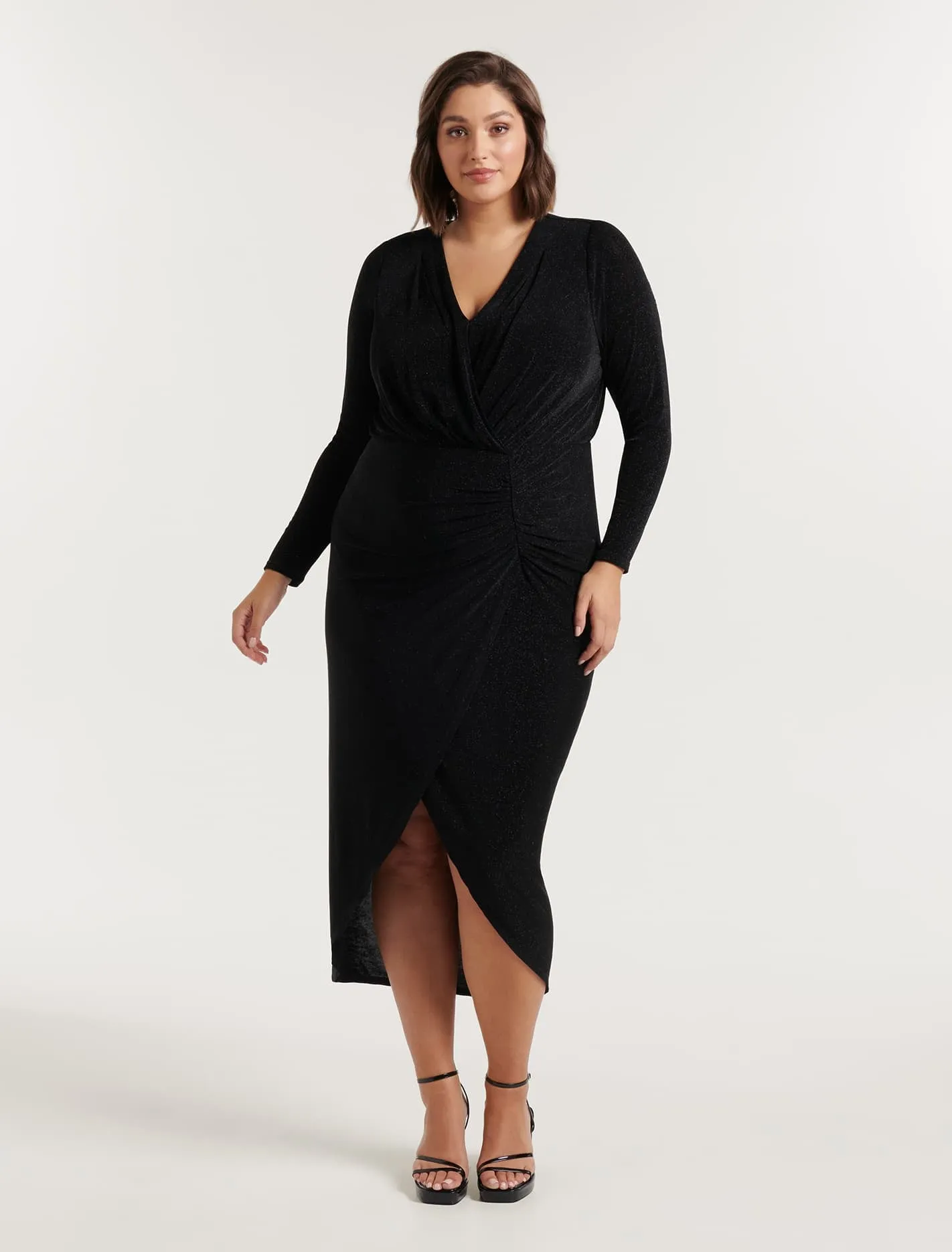 Rory Curve Glitter Ruched Midi Dress