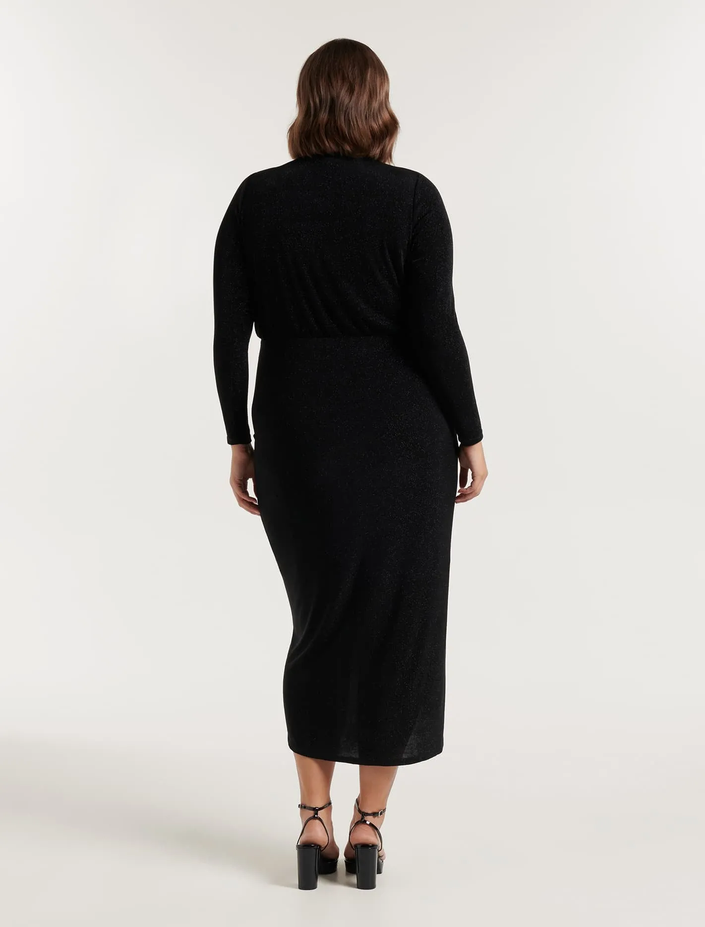 Rory Curve Glitter Ruched Midi Dress