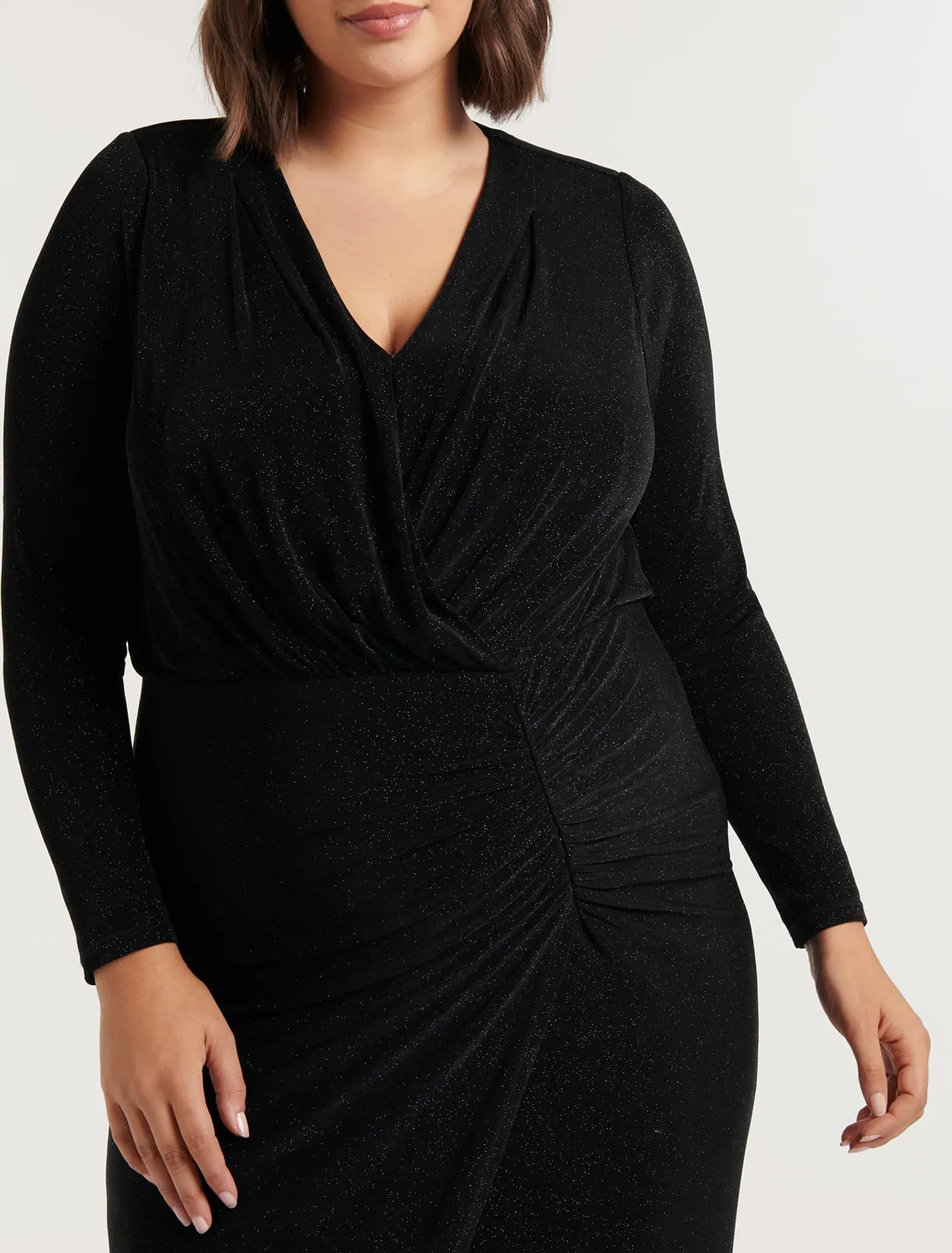 Rory Curve Glitter Ruched Midi Dress