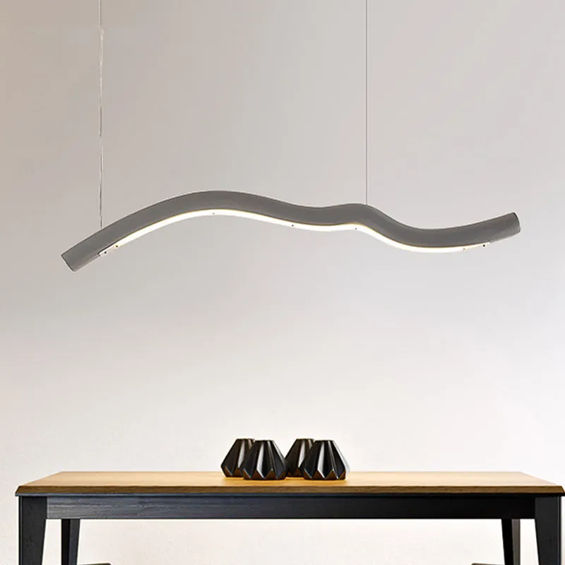 Sleek Curved LED Chandelier in Grey/White for Bedroom DÃ©cor