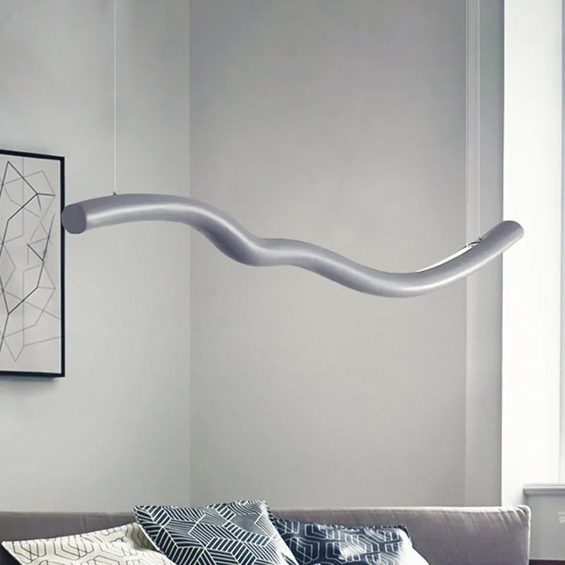 Sleek Curved LED Chandelier in Grey/White for Bedroom DÃ©cor