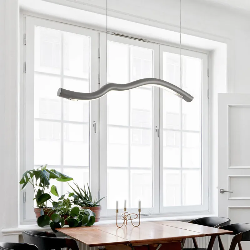 Sleek Curved LED Chandelier in Grey/White for Bedroom DÃ©cor