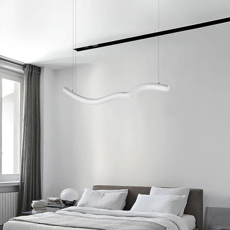 Sleek Curved LED Chandelier in Grey/White for Bedroom DÃ©cor