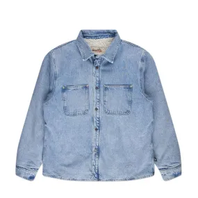 stüssy sherpa lined denim shirt (stone wash)
