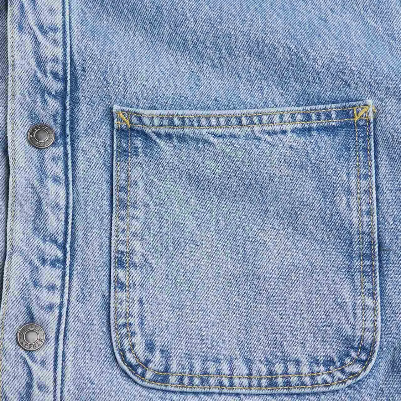 stüssy sherpa lined denim shirt (stone wash)