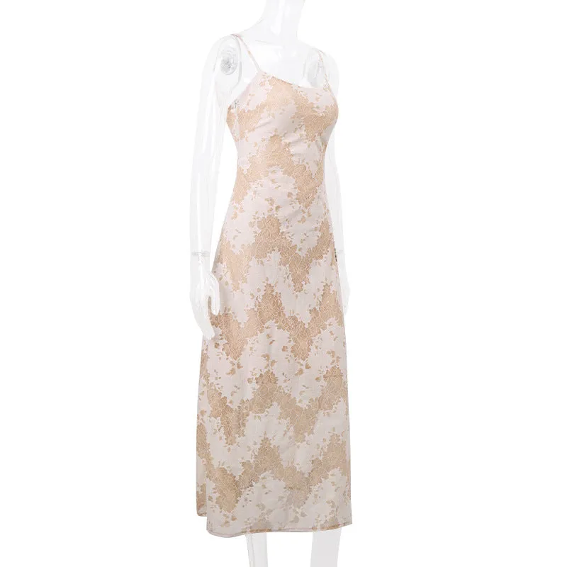 Summer Women Clothing Vacation Sexy Strap High Class Elegant Printing Slip Dress Women