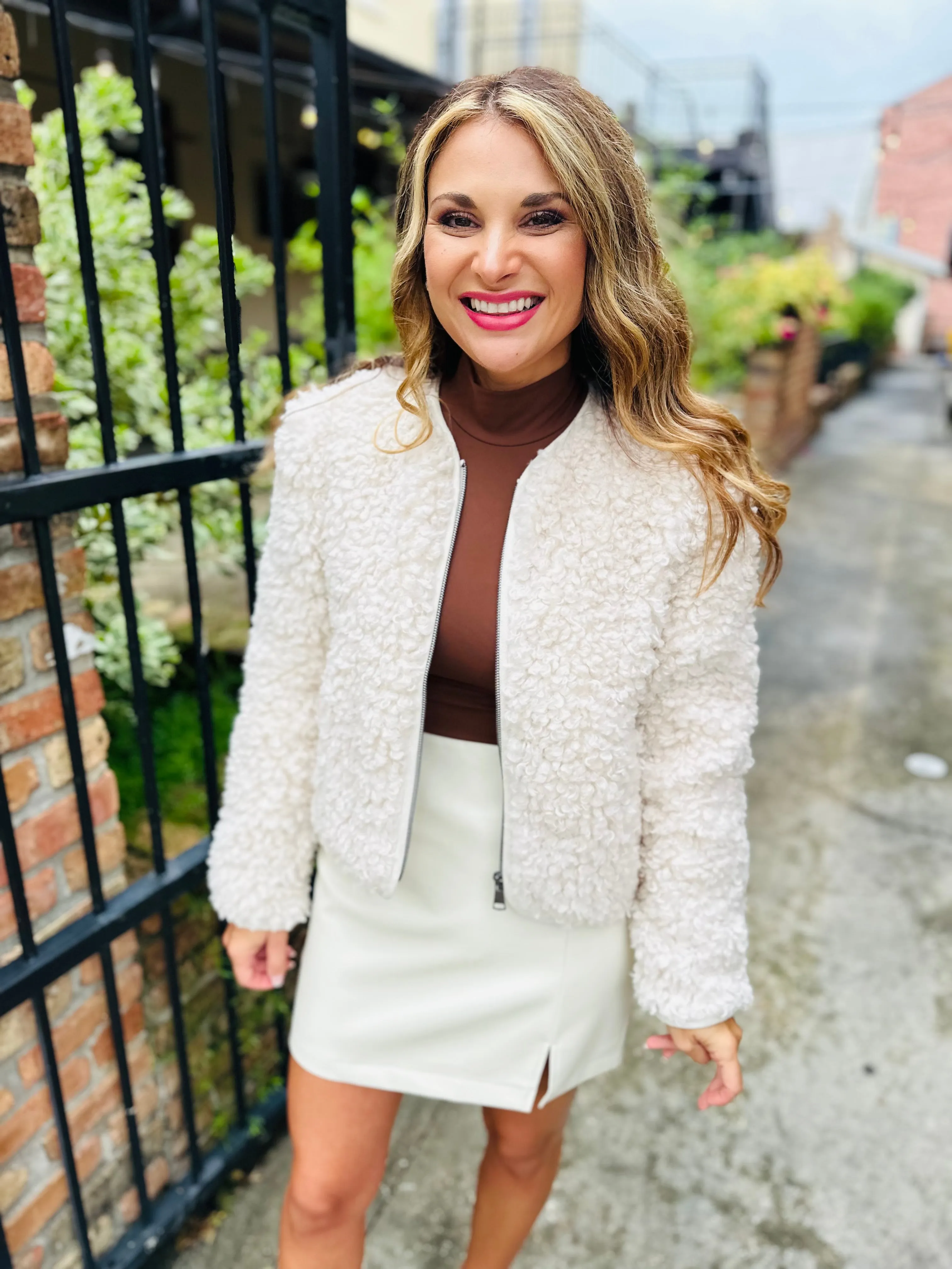 Teddy Sherpa Jacket- Ivory